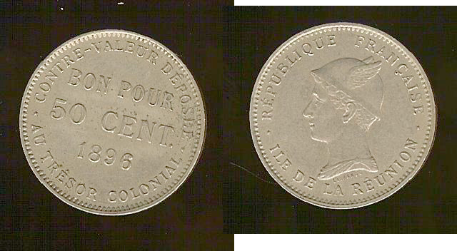 Reunion 50 centimes 1896 AU+